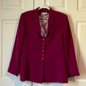 Le Suit jacket and skirt size 12. Dark fuchsia. (Shirt sold separately.)